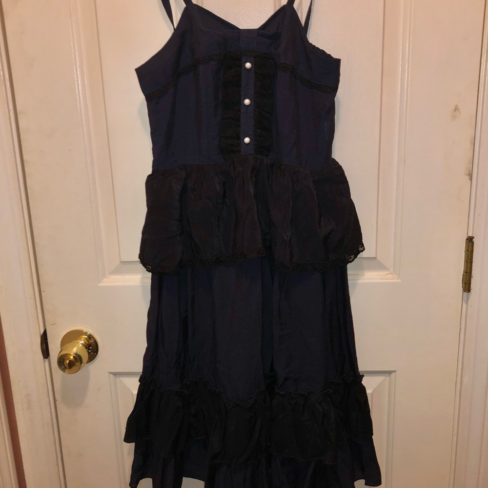 Gothic Lolita ruffled fancy blue and black dress